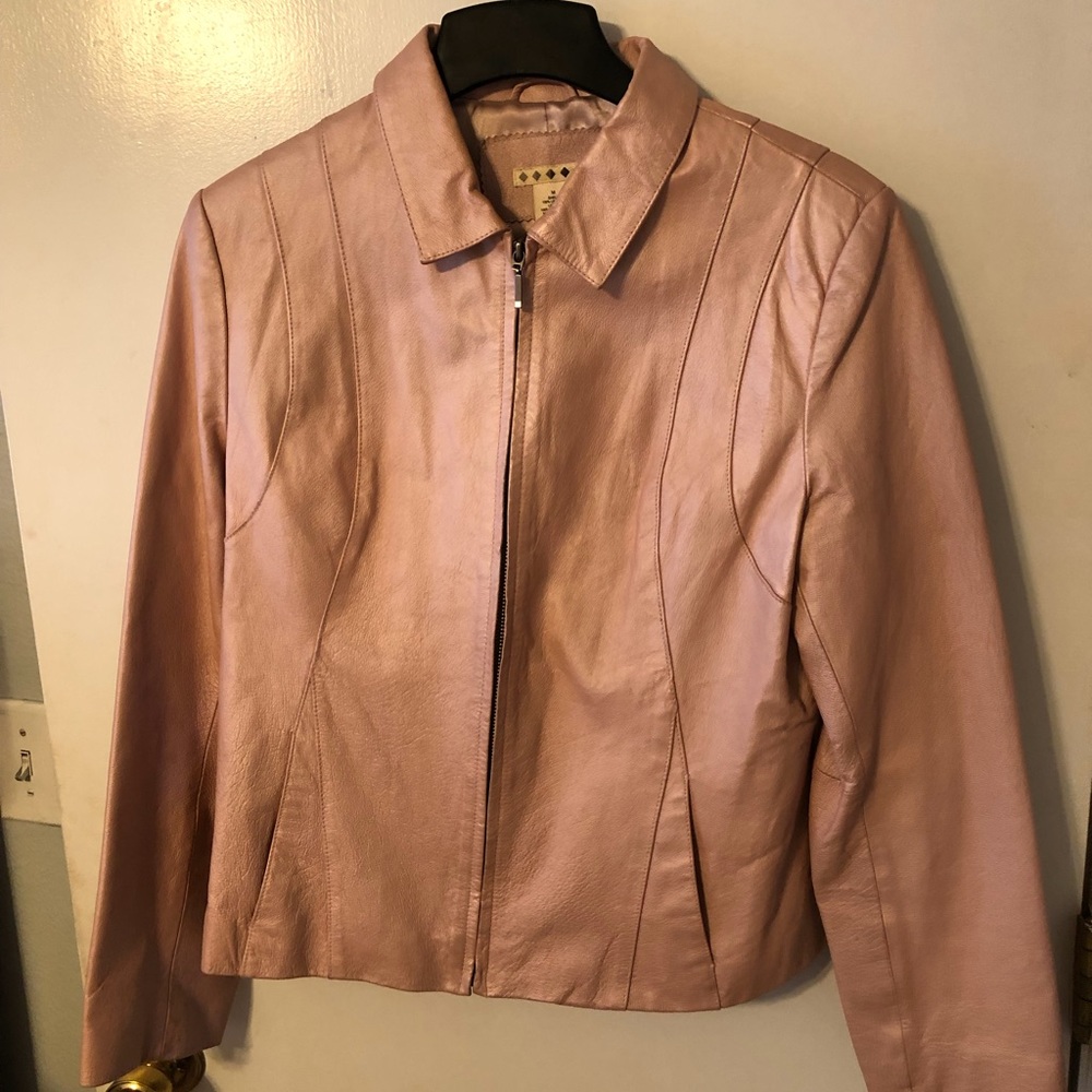Leather Pink Satin Finish jacket